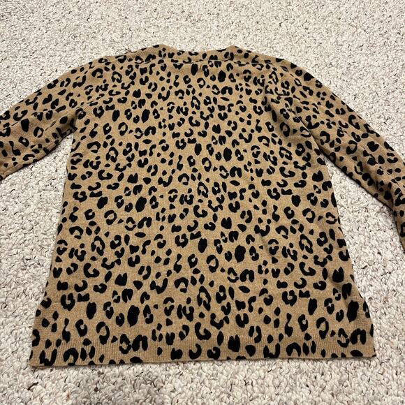 J Crew 100% Cashmere Leopard Print Sweater Sz S Preppy Quiet Luxury Animal - Picture 6 of 7